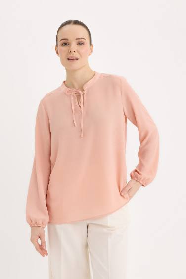 Apaş Yaka Basic Düz Uzun Kollu Bluz