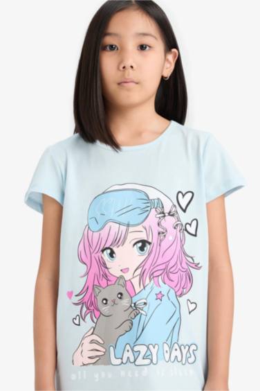 Girl Anime Printed Short Sleeve Dress