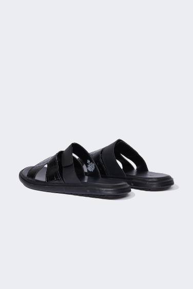 Boy Flat Base Faux Leather Slippers