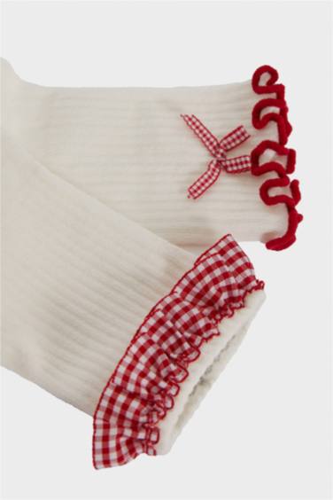 جوارب بناتي طويلة قطن - قطعتين