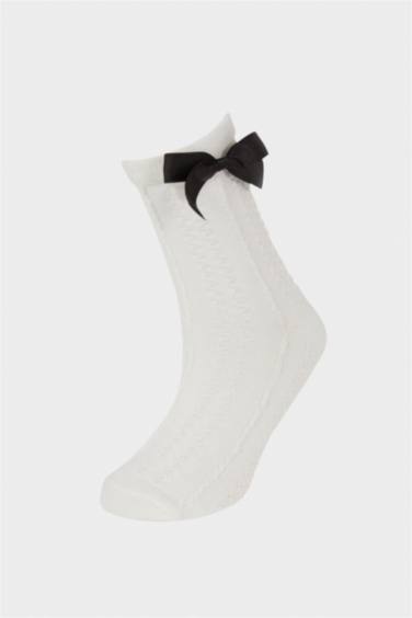 Kız Çocuk 3'lü Pamuklu Uzun Okul Çorabı