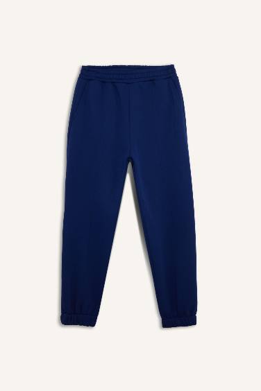 Basic Elastic Waist Leg Thick Jogger Sweatpants