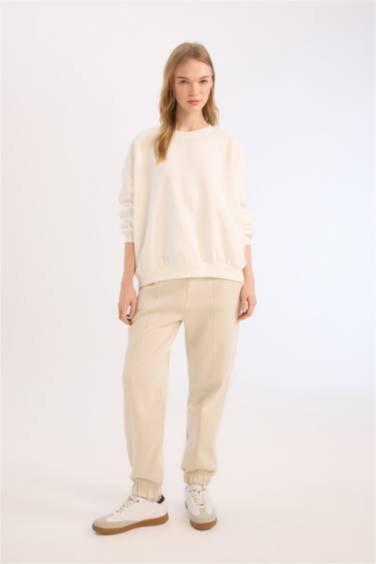 Basic Elastic Waist Leg Thick Jogger Sweatpants