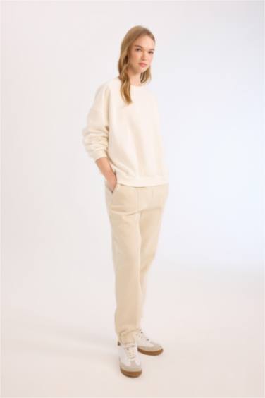 Basic Elastic Waist Leg Thick Jogger Sweatpants