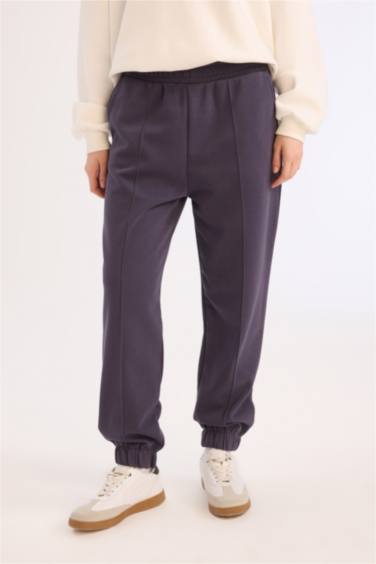 Basic Elastic Waist Leg Thick Jogger Sweatpants