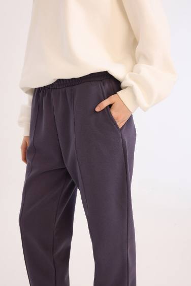 Basic Elastic Waist Leg Thick Jogger Sweatpants