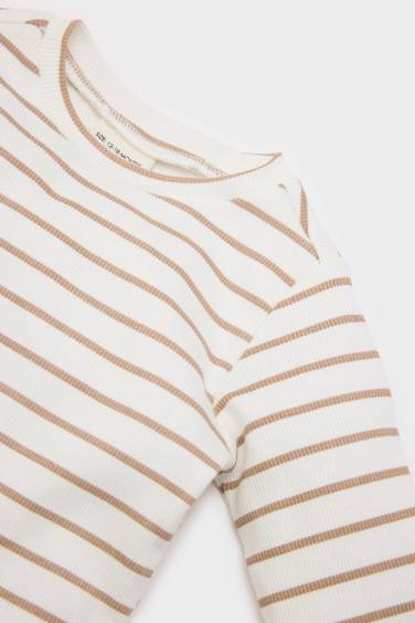 Ensemble de Body côtelé rayé et pantalon à taille élastique pour bébé garçon