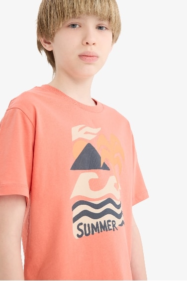 Boy Regular Fit Crew Neck Printed Short Sleeve T-Shirt