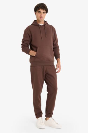 Regular Fit Beli Bağcıklı Cepli Paçası Lastikli Şardonlu Basic Düz Jogger Eşofman Altı