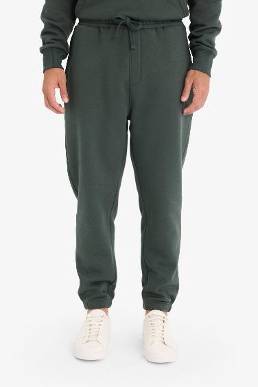 Regular Fit Beli Bağcıklı Cepli Paçası Lastikli Şardonlu Basic Düz Jogger Eşofman Altı