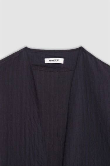 كيمونو جاكار قصة مريحة برقبة مستديرة