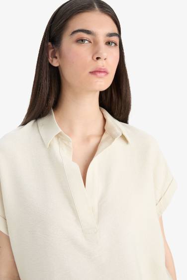 Blouse à col chemise et manches courtes Coupe régulière