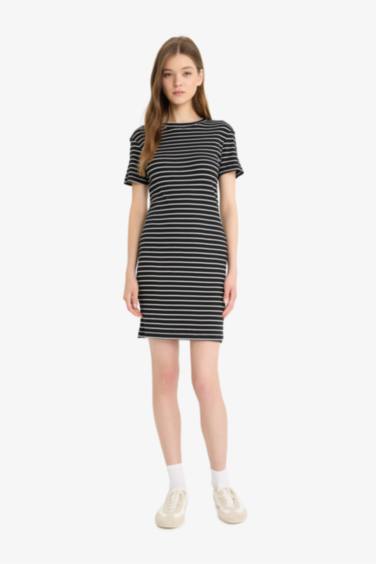 Bodycon Crew Neck Striped Camisole Mini Dress