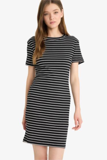 Bodycon Crew Neck Striped Camisole Mini Dress