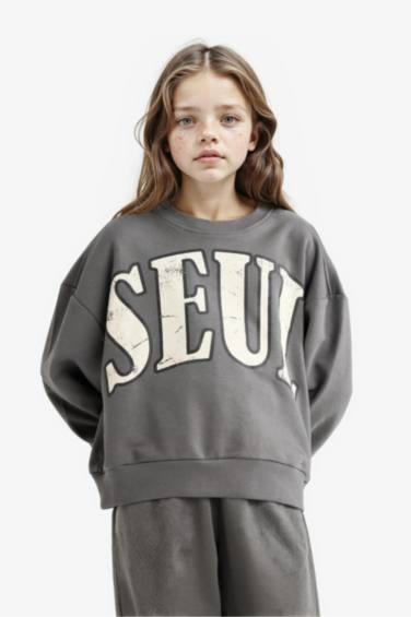 سيت بناتي سويت شيرت وبنطلون بجامة رياضي - قطعتين