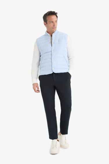 Slim Fit Dar Kesim Çıtçıtlı Kaz Tüyü Yelek