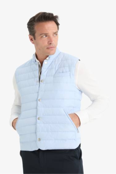 Slim Fit Dar Kesim Çıtçıtlı Kaz Tüyü Yelek