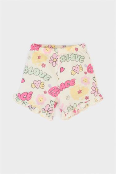 Girl Printed T-Shirt Elastic Waist Shorts 2 Piece Set