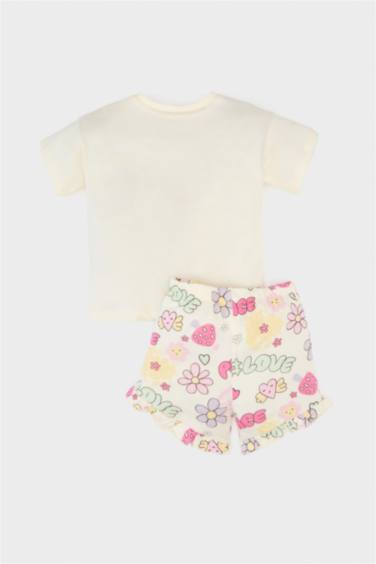Girl Printed T-Shirt Elastic Waist Shorts 2 Piece Set
