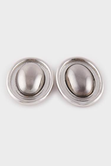 Woman Silver Big Earrings