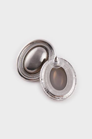 Woman Silver Big Earrings