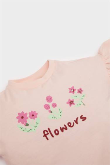 سيت بيبي بناتي تيشيرت فلورال وستريج - قطعتين