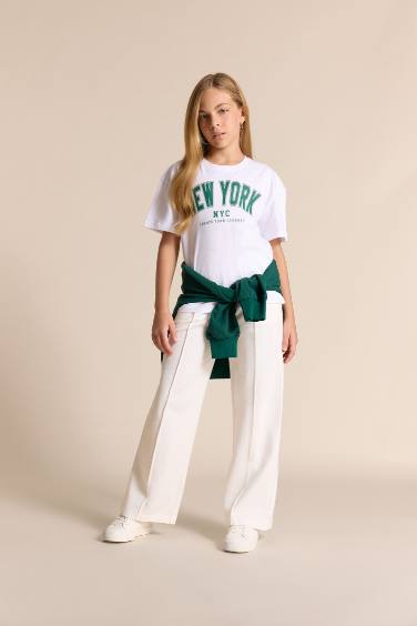 Girl Relax Fit Crew Neck Printed T-Shirt