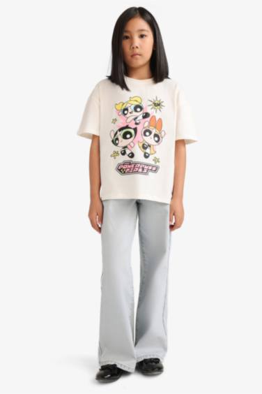 T-shirt oversize imprimé PowerPuff Girls à col rond pour fille