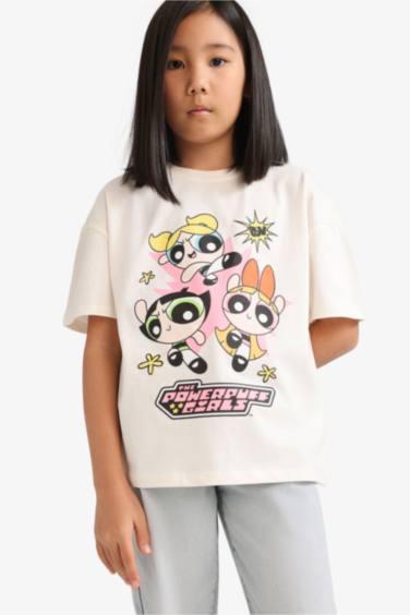 T-shirt oversize imprimé PowerPuff Girls à col rond pour fille