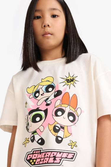 T-shirt oversize imprimé PowerPuff Girls à col rond pour fille