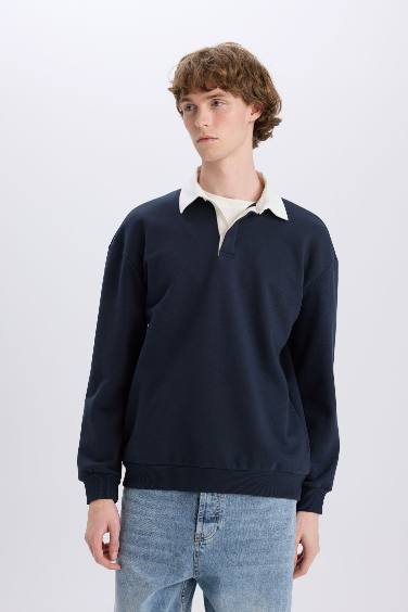 Boxy Fit Polo Yaka Sweatshirt