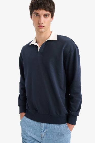 Boxy Fit Polo Yaka Sweatshirt