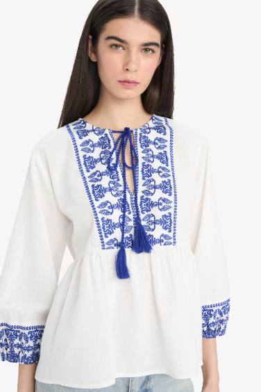 қалыпты пішім дөңгелек жаға Ұзын Жеңді Блуза