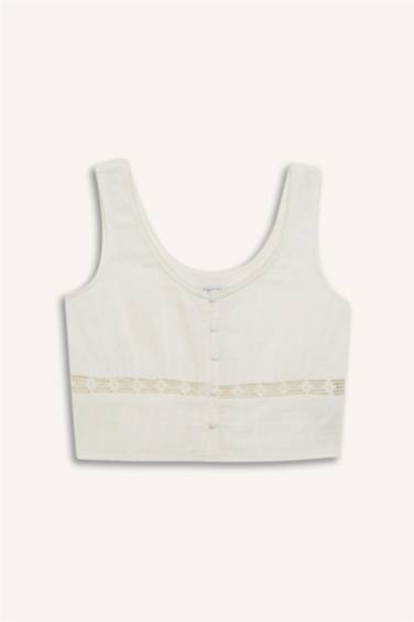 Blouse sans manches en mousseline à col U Coupe slim