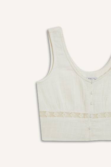 Blouse sans manches en mousseline à col U Coupe slim