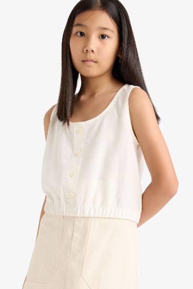 Қыздарға жеңсіз мақта Қысқа жеңді Блуза