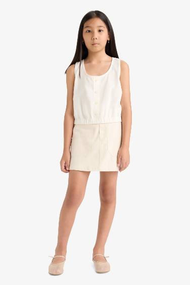 Қыздарға жеңсіз мақта Қысқа жеңді Блуза