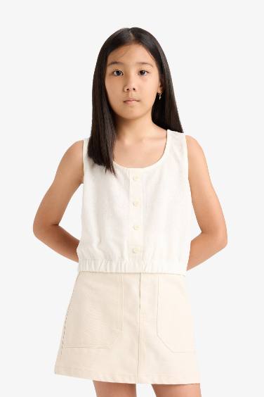 Қыздарға жеңсіз мақта Қысқа жеңді Блуза