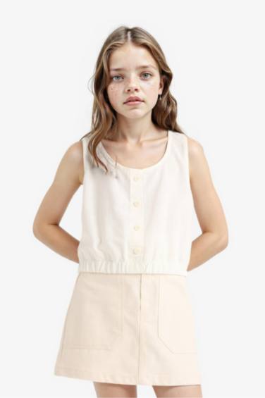 Қыздарға жеңсіз мақта Қысқа жеңді Блуза