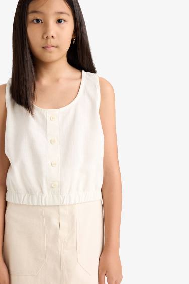 Қыздарға жеңсіз мақта Қысқа жеңді Блуза