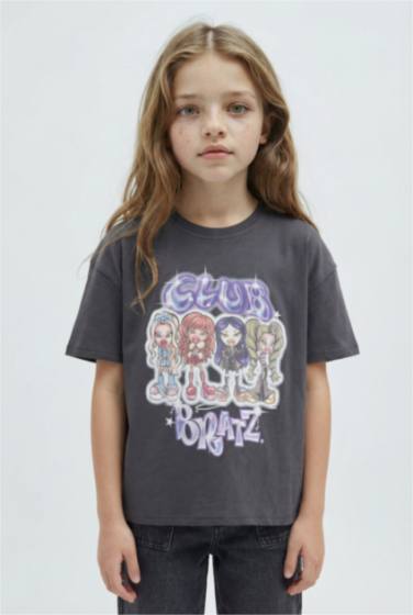 Қыздарға Bratz дөңгелек жаға қысқа жеңді Қысқа жеңді футболка