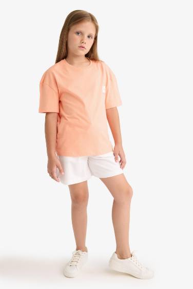 Girl Flexible Waist White Shorts