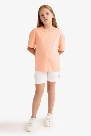 Girl Flexible Waist White Shorts