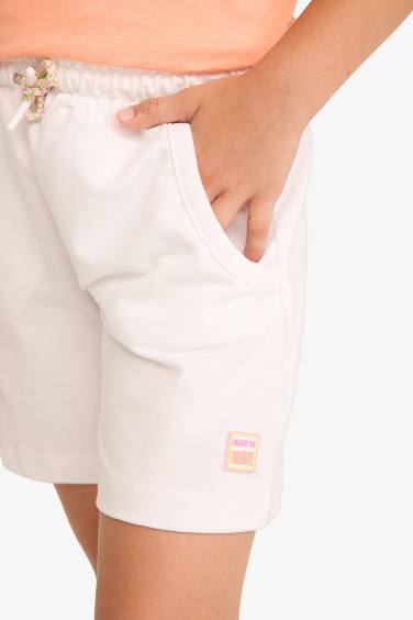 Girl Flexible Waist White Shorts