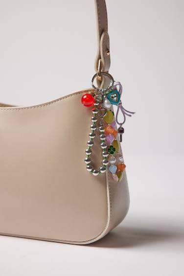 Woman Beaded Charm Keychain