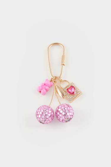 Woman Stone Cherry Charm Keychain