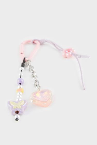 Woman Butterfly Detailed Charm Keychain
