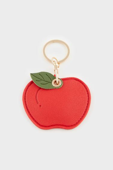 Woman Apple Motif Charm Keychain