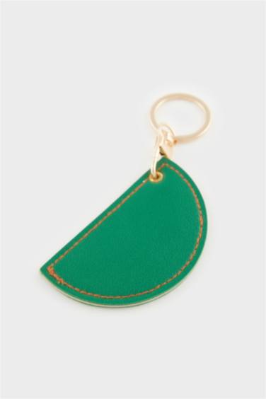 Woman Pink Lemon Motif Charm Keychain