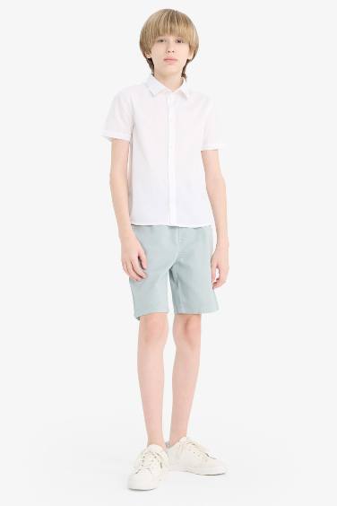 Short gabardine taille élastique pour garçon